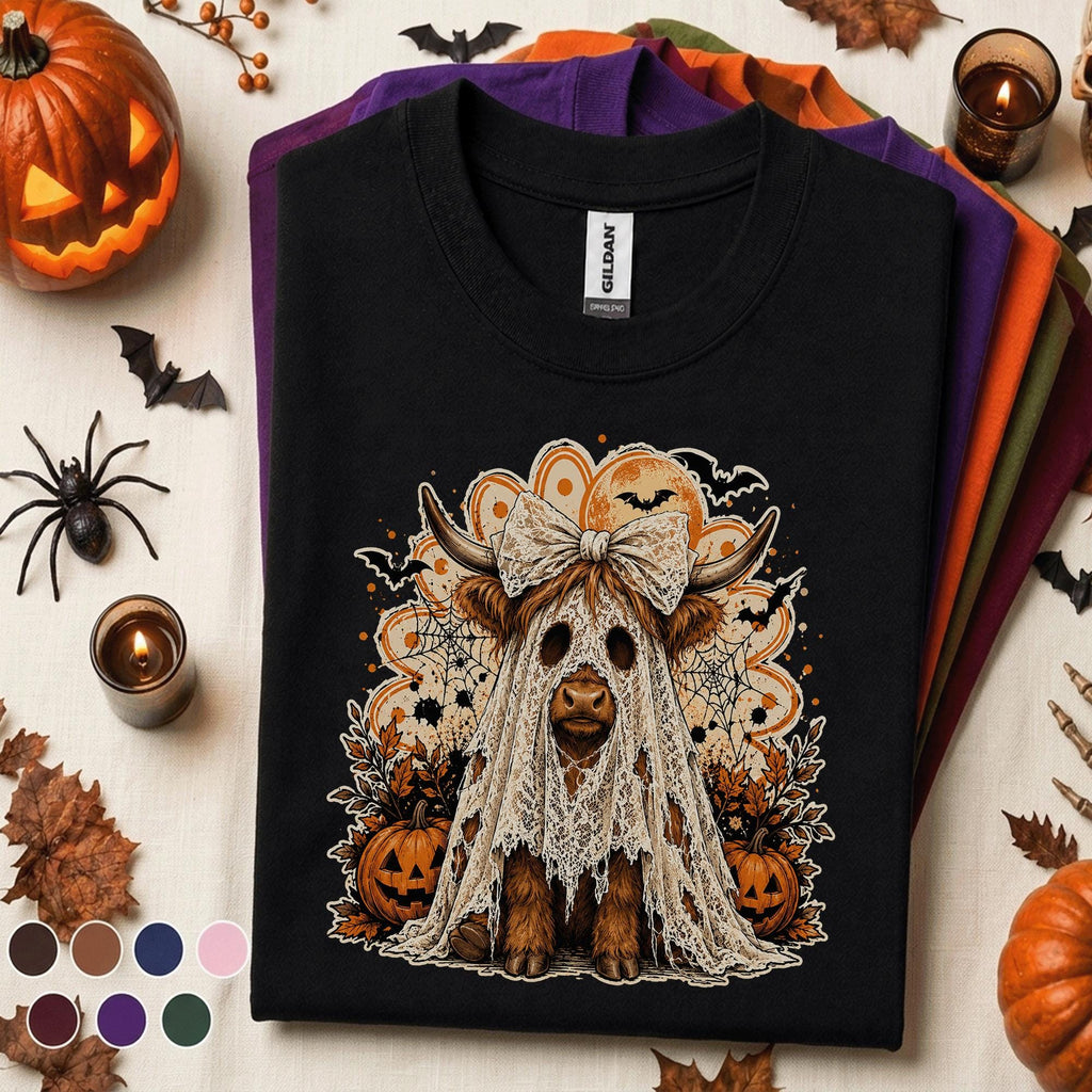 Highland Cow Halloween Shirt, Ghost Costume Cow Tee