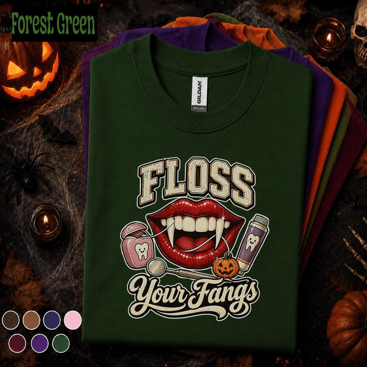 Floss Your Fangs Halloween Shirt, Vampire Dentist Tee, Dental Hygienist Gift, Spooky Dental Assistant Shirt, Dentist Halloween T-Shirt