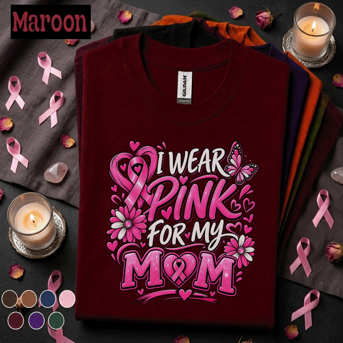 Breast Cancer Awareness Shirt, I Wear Pink for My Mom Tee, Pink Ribbon Support Shirt, Breast Cancer Mom Gift, October Awareness Tee