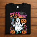 Stick Or Treat Nurse Shirt Funny Nurse Halloween Ghost With Pumpkin Syringe Doctor Nurse Tee Medical Spooky Season Co...
