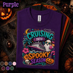 Cruising Into Spooky Season Shirt, Halloween Cruise Vacation Tee, Ghost Pumpkin Cruise Ship Shirt, Tropical Halloween Group Trip Gift