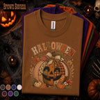 Halloween Patchwork Pumpkin Shirt, Cute Jack O Lantern Tee, Rustic Fall Shirt, Vintage Pumpkin Tee, Spooky Season Gift for Women