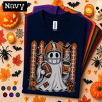 Halloween Football Shirt, Ghost Football Tee, Spooky Game Day Shirt, Pumpkin Coffee Fall Tee, Cute Football Season Gift for Fans
