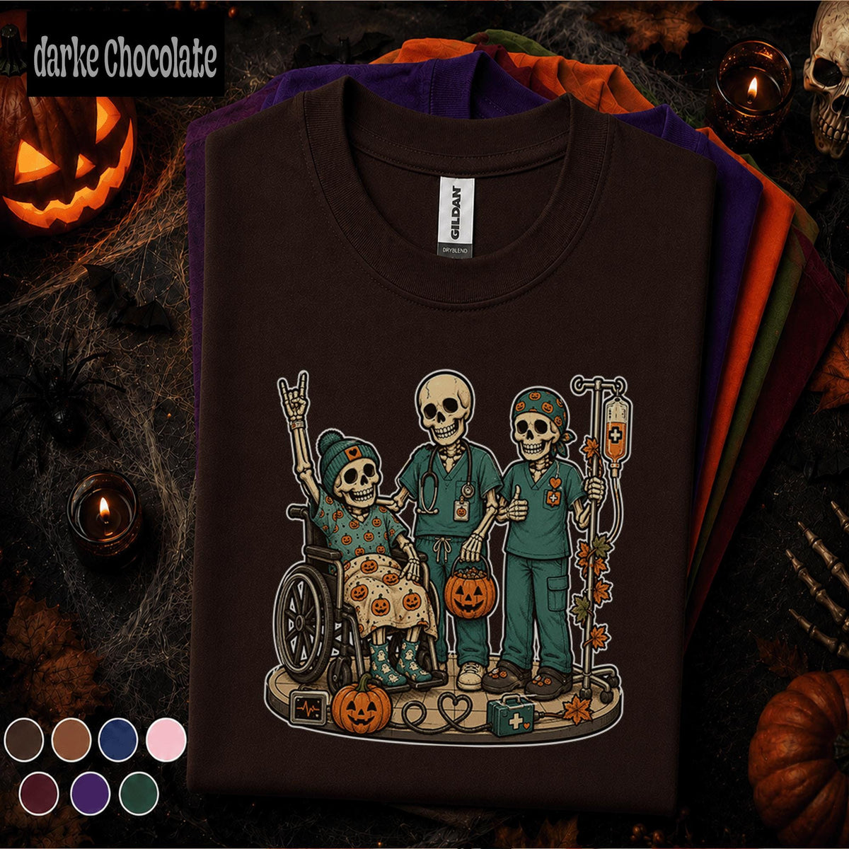 Healthcare Halloween Shirt, Skeleton Nurse Crew Tee, Spooky Medical Team Gift, Nurse Patient Halloween Shirt, Hospital Staff Fall Tee