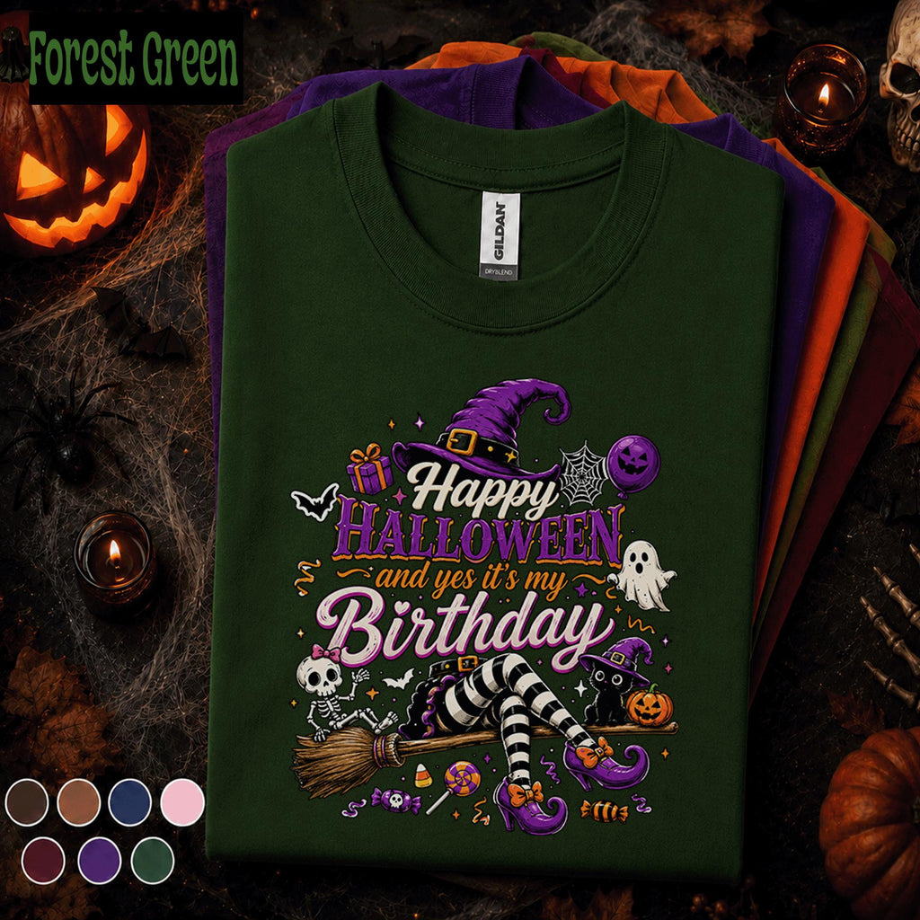 Happy Halloween Its My Birthday Shirt, Halloween Birthday Girl Tee, Witch Ghost Skeleton Pumpkin Shirt, Spooky October Birthday Gift