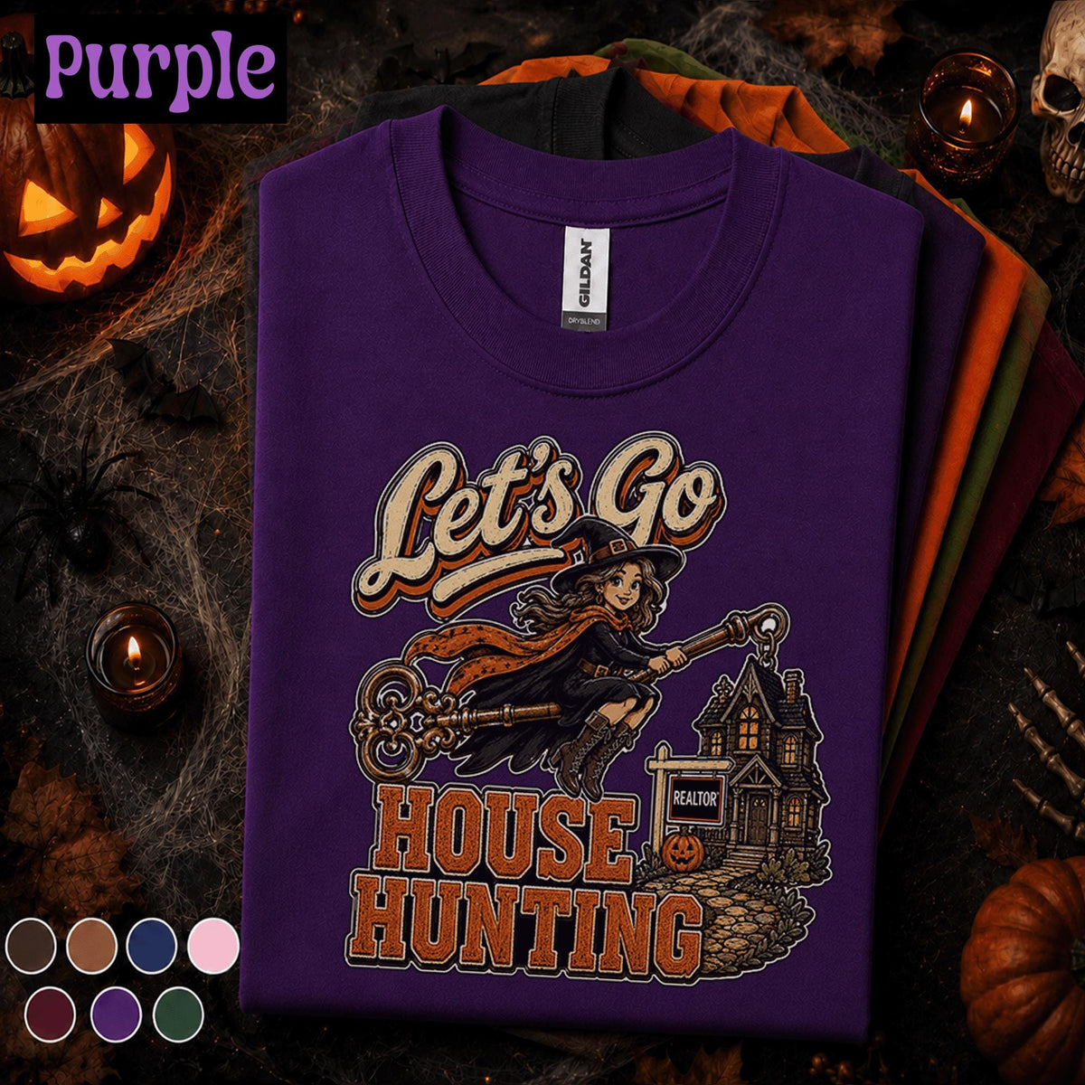 Lets Go House Hunting Halloween Realtor Shirt, Witch Real Estate Agent Tee, Spooky Realtor Gift, Haunted House Real Estate Fall Tee