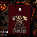 Mechanic Halloween Shirt, Waiting on Parts Tee, Funny Skeleton Mechanic Gift, Auto Repair Technician, Spooky Garage Worker T-Shirt