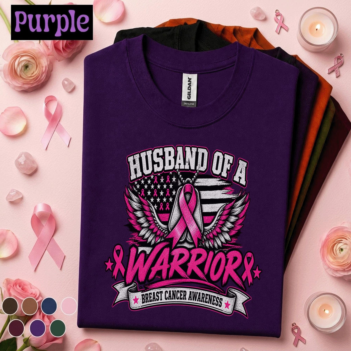 Husband of a Breast Cancer Warrior Shirt, Pink Ribbon Awareness Tee, Supportive Husband Gift, Breast Cancer Fighter Family Support Shirt