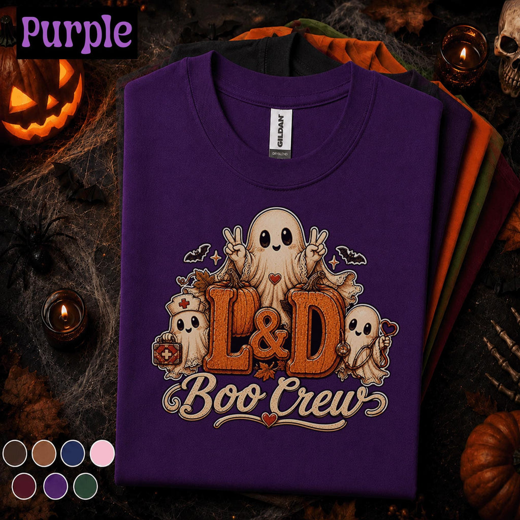 L&D Boo Crew Halloween Shirt, Labor and Delivery Nurse Tee, Cute Ghost Nurse Shirt, Spooky Maternity Nurse Gift, Halloween Nursing Tee