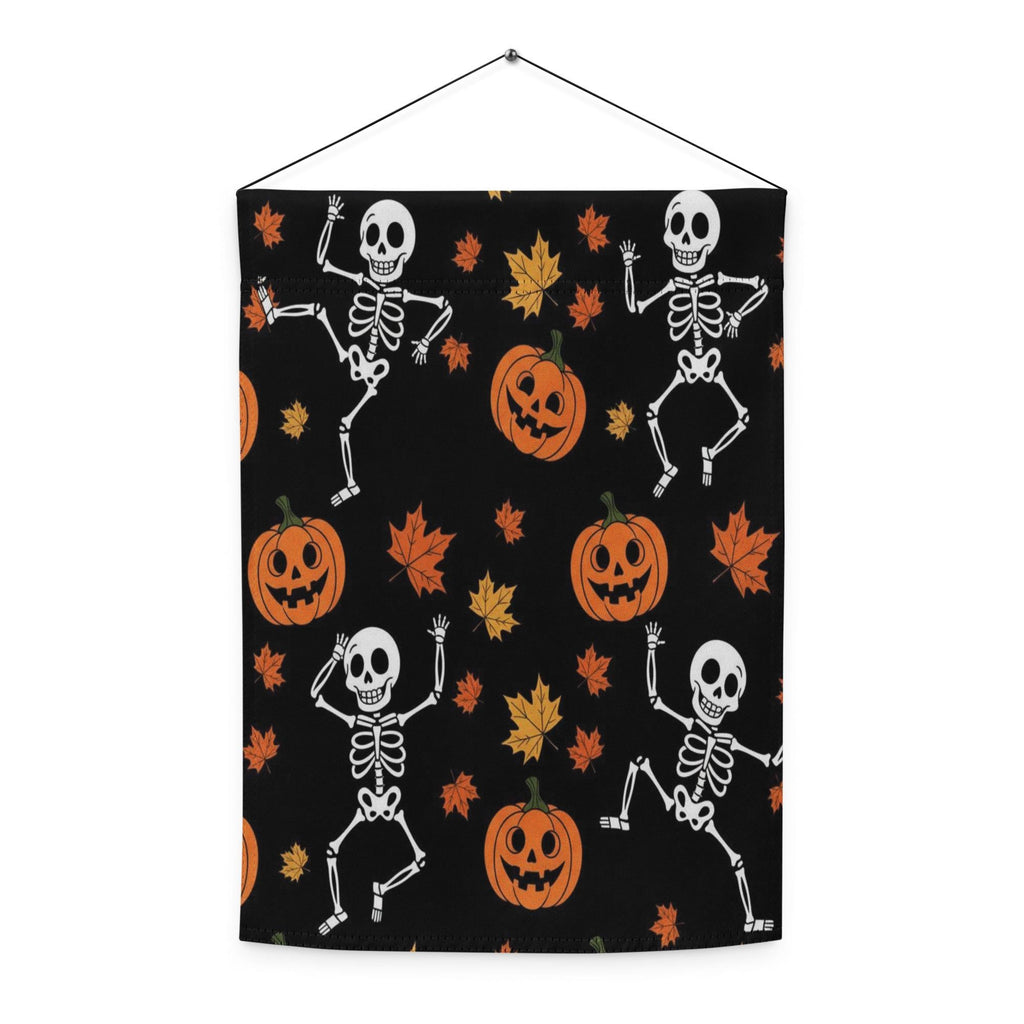 Skeleton Flag Garden, Pumpkin Halloween Decor, Ghoulish Garden Banner, Halloween Garden Flagr, Whimsical Outdoor Decor, Spooky Home Accent