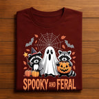 Spooky and Feral Shirt, Funny Halloween Raccoon Ghost Tee, Cute Fall Animal Shirt, Pumpkin and Witch Forest Shirt, Ghost Raccoon Sweatshirt