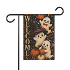 Cute Ghost Halloween Garden Flag, Welcome Witch Pumpkin Yard Decor, Spooky Ghost Outdoor Flag, Whimsical Halloween Porch Decoration