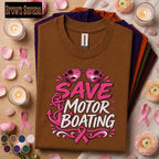Breast Cancer Awareness Boating Shirt, Save Motor Boating Tee, Pink Ribbon Boat Lover Shirt, Funny October Boater Gift for Women Men