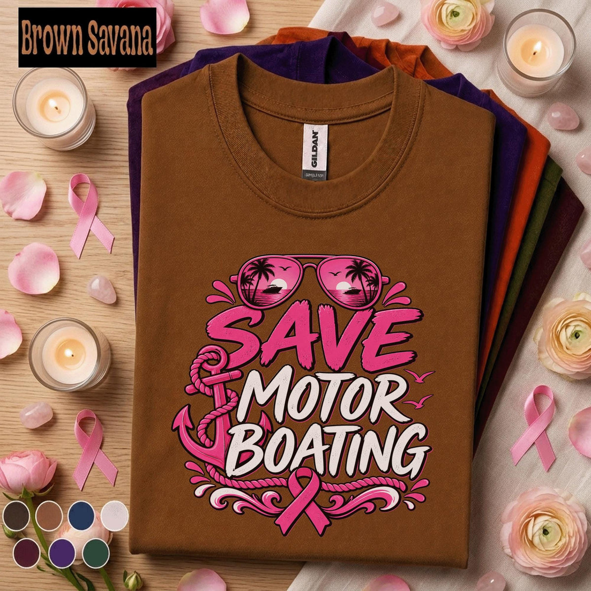 Breast Cancer Awareness Boating Shirt, Save Motor Boating Tee, Pink Ribbon Boat Lover Shirt, Funny October Boater Gift for Women Men