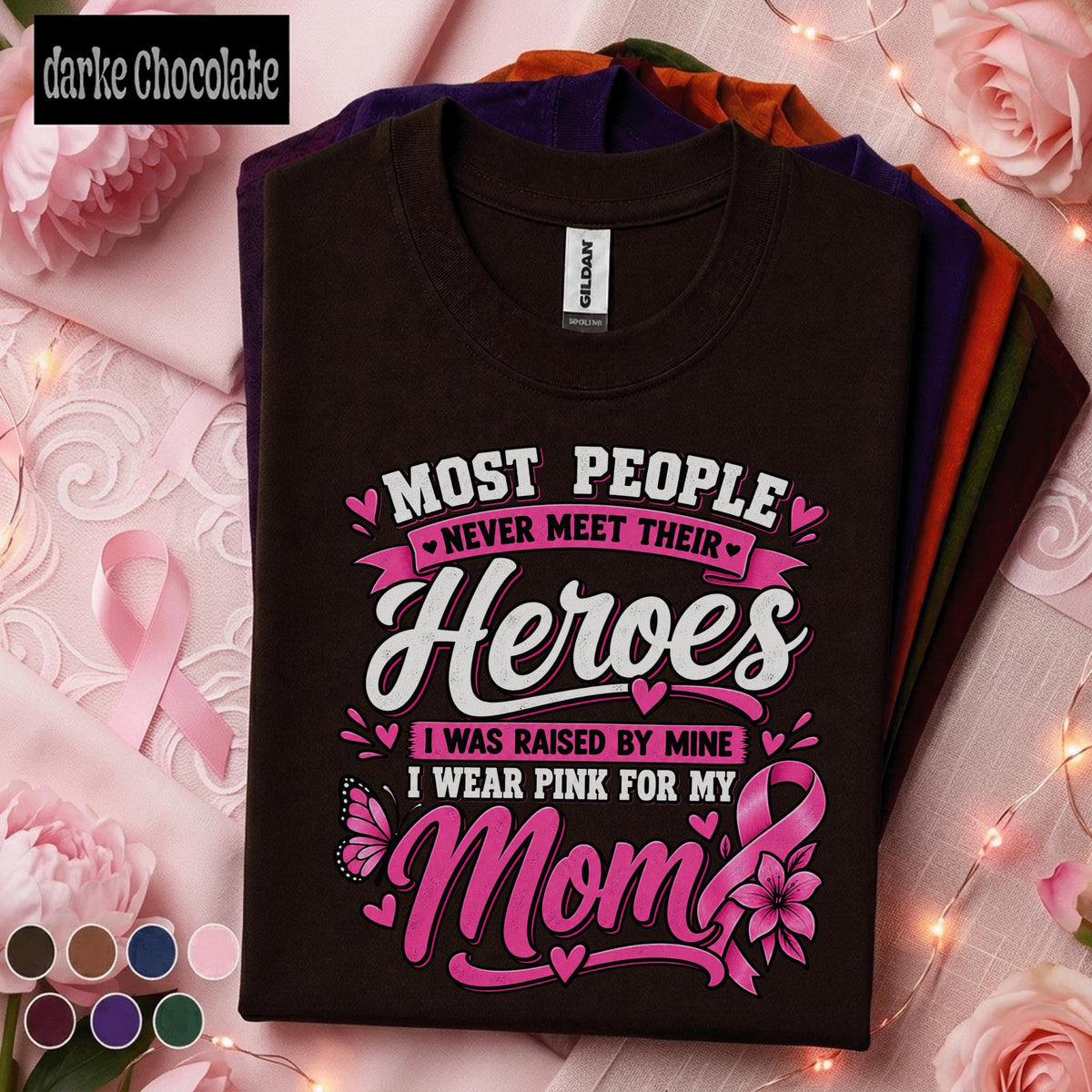 Breast Cancer Awareness Shirt, I Wear Pink for My Mom Tee, Mom Hero Pink Ribbon Shirt, Breast Cancer Support Gift for Daughter Women
