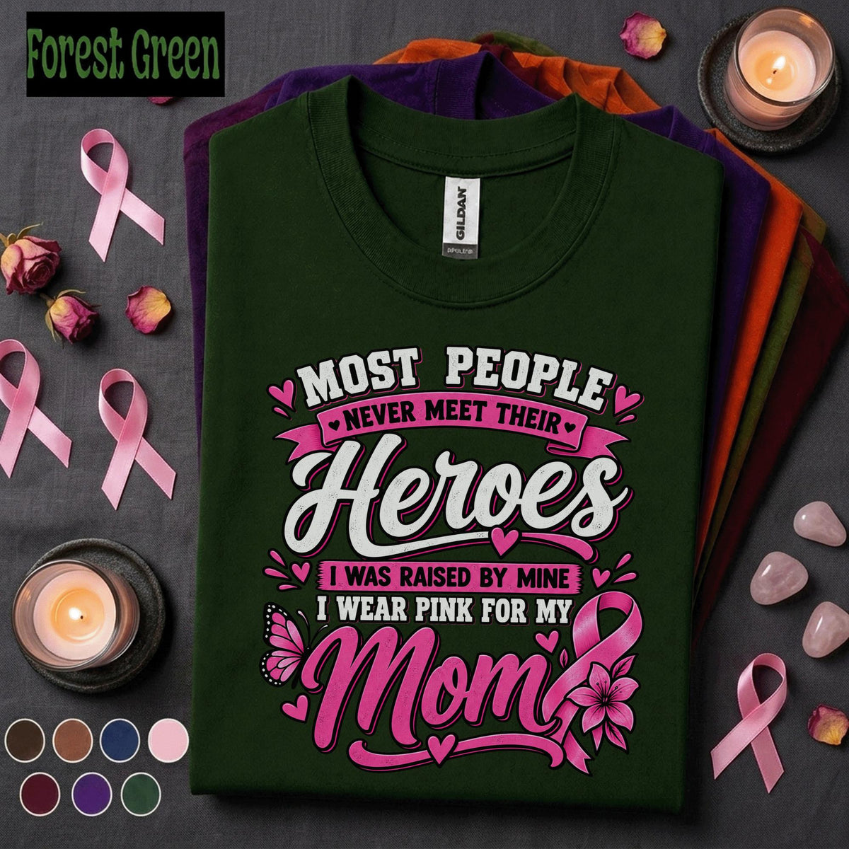 Breast Cancer Awareness Shirt, I Wear Pink for My Mom Tee, Mom Hero Pink Ribbon Shirt, Breast Cancer Support Gift for Daughter Women
