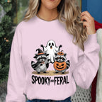 Spooky and Feral Raccoon Shirt, Halloween Raccoon Ghost Tee, Funny Pumpkin Costume Shirt, Fall Animal Lovers Tee, Funny Halloween Sweatshirt