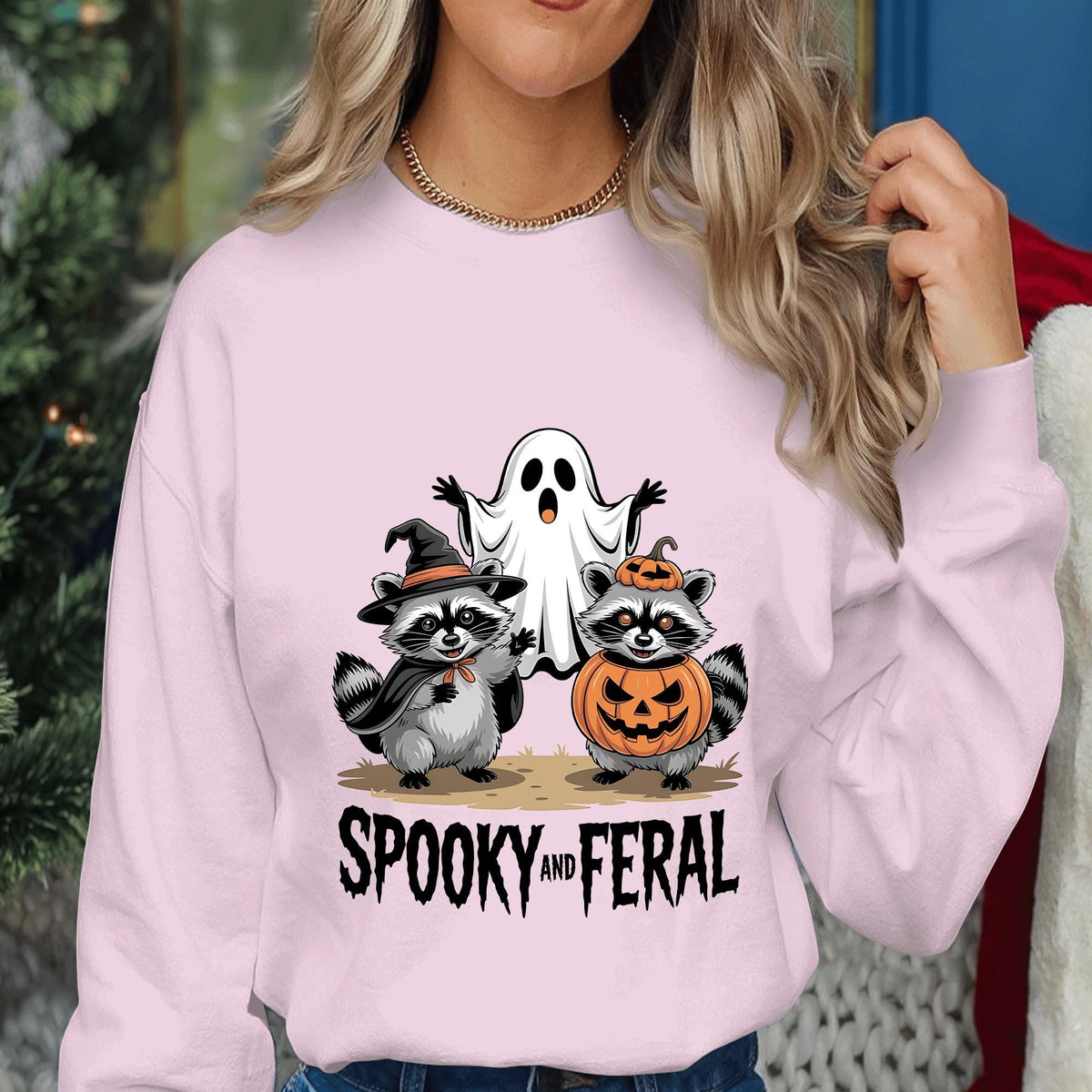 Spooky and Feral Raccoon Shirt, Halloween Raccoon Ghost Tee, Funny Pumpkin Costume Shirt, Fall Animal Lovers Tee, Funny Halloween Sweatshirt
