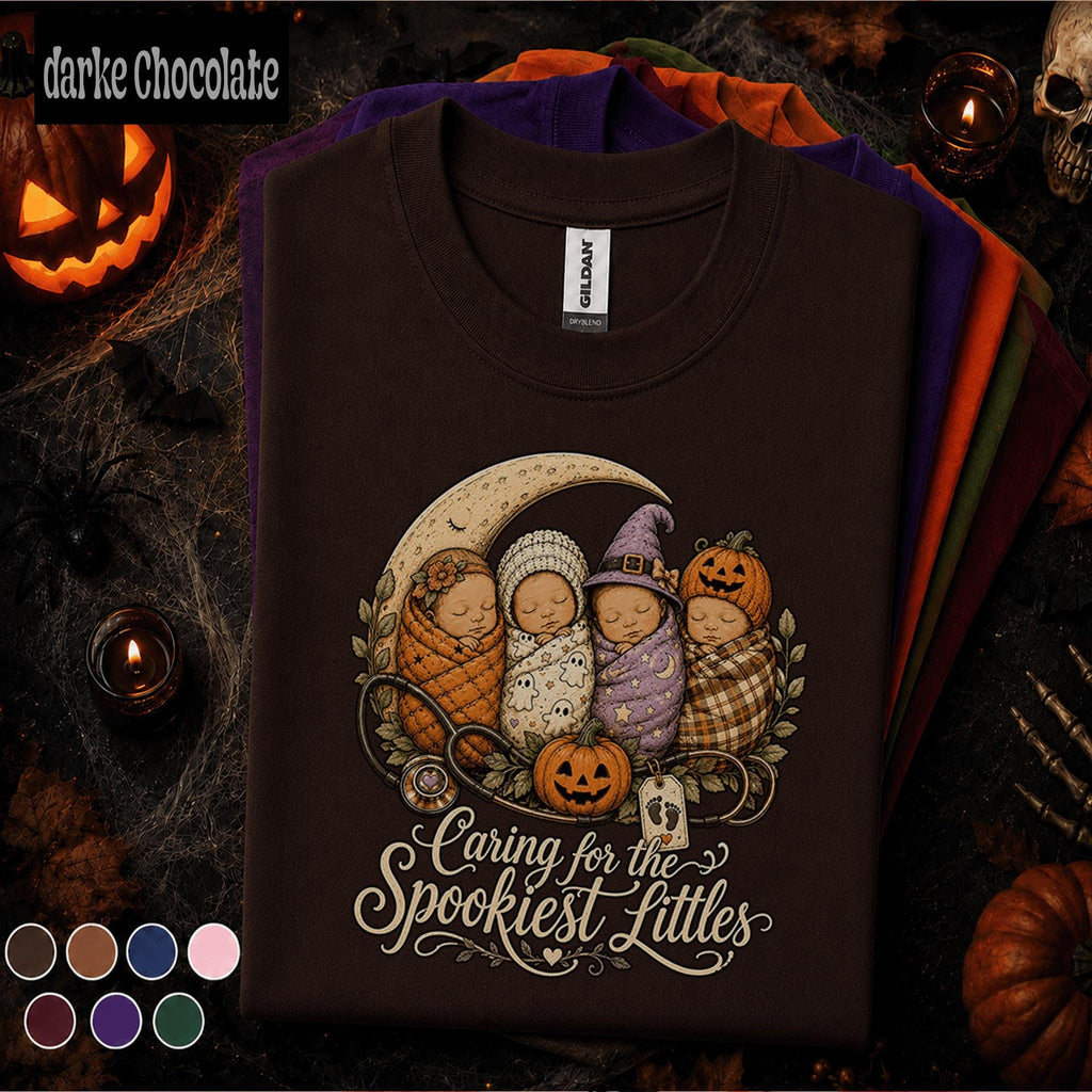 NICU Nurse Halloween Shirt, Spooky Baby Nurse Tee, Caring for the Spookiest Littles, Pediatric Nurse Gift, Cute Fall Nursing T-Shirt