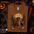 Bigfoot Halloween Shirt, Sasquatch Black Cat Tee, Full Moon Cryptid, Spooky Forest Fall Shirt, Pumpkin Halloween Gift for Cat Lovers