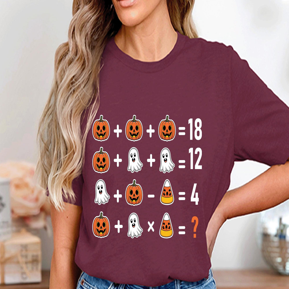 Teacher Halloween Math Puzzle Shirt Pumpkin Ghost Teacher Tee, Funny Spooky Teacher Tee, Educational Halloween Costume For Math And Students