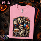 It's My Birthday Skeleton Shirt, Funny Birthday Halloween Tee, Spooky Birthday T Shirt, Skeleton Cake Party Tee, Retro Birthday Gift