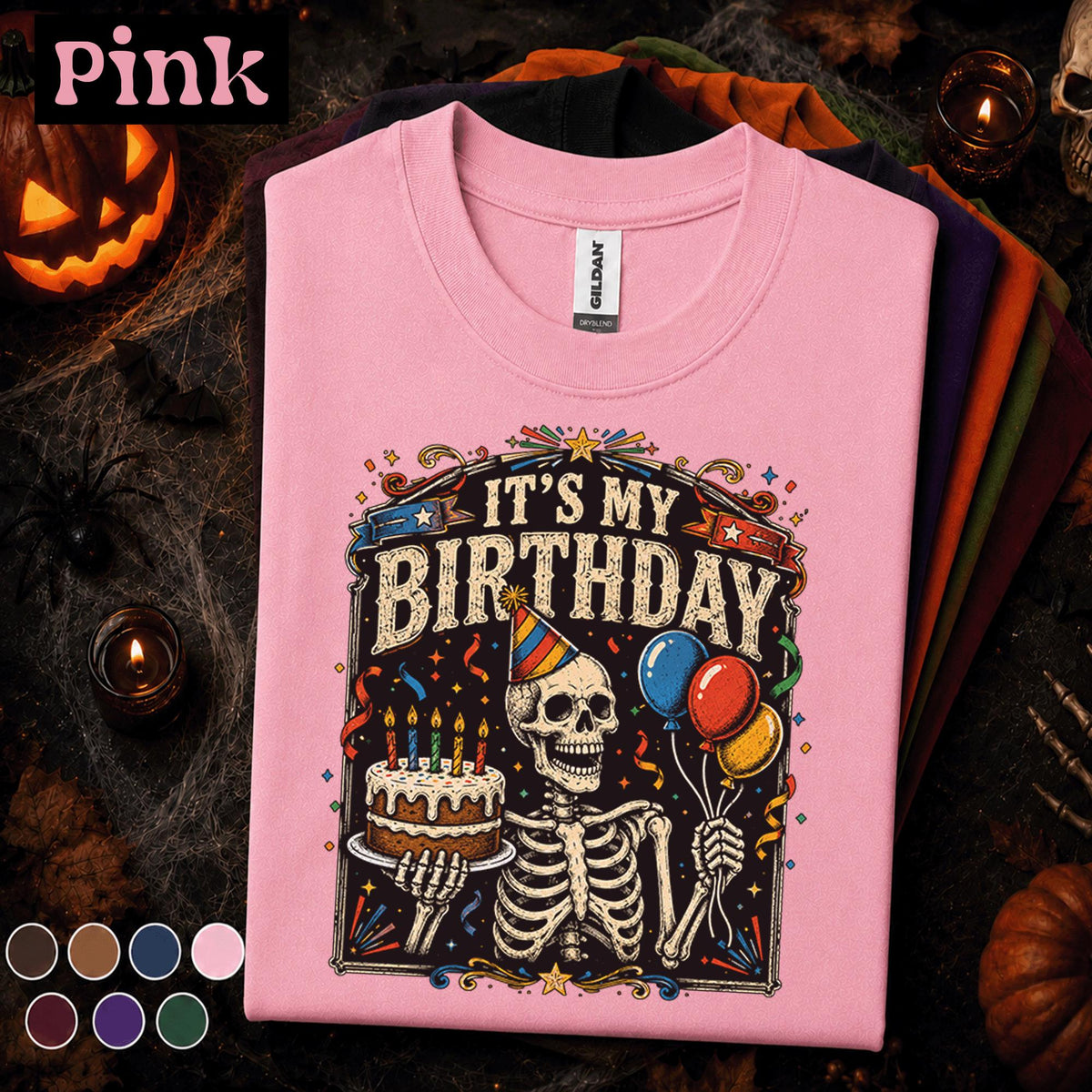 It's My Birthday Skeleton Shirt, Funny Birthday Halloween Tee, Spooky Birthday T Shirt, Skeleton Cake Party Tee, Retro Birthday Gift