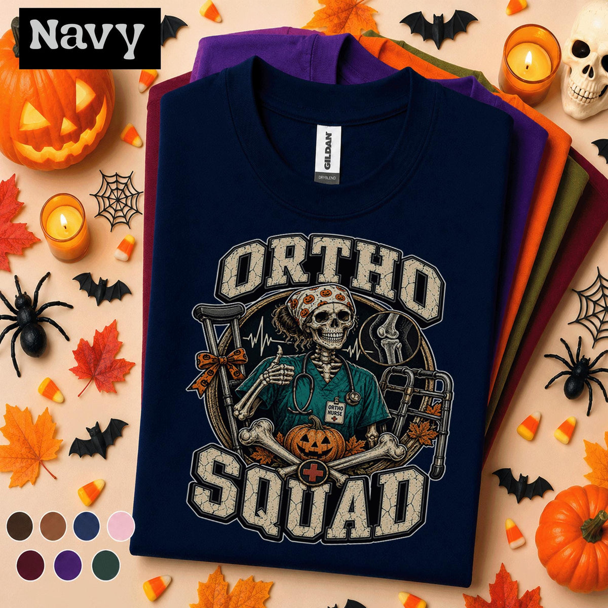 Orthopedic Nurse Halloween Shirt, Ortho Squad Skeleton Tee, Spooky Orthopedic Nurse Gift, Healthcare Worker Halloween T Shirt, Ortho Crew