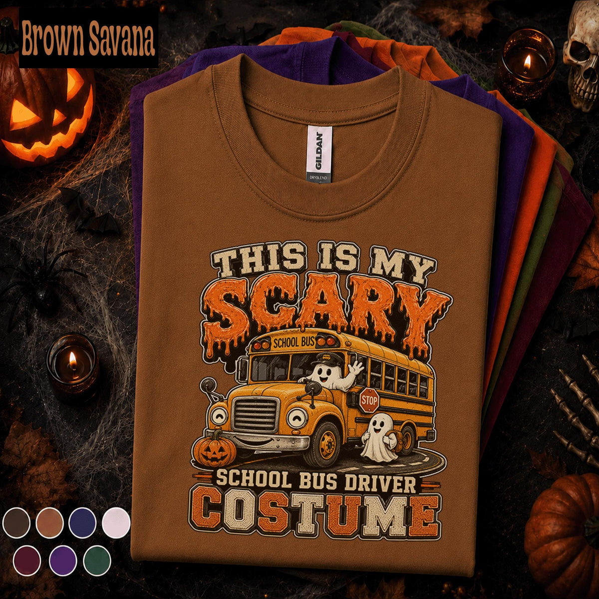 Scary School Bus Driver Halloween Shirt, Funny Ghost Bus Costume Tee, Spooky Teacher Gift, Fall Pumpkin T Shirt, Driver Gift