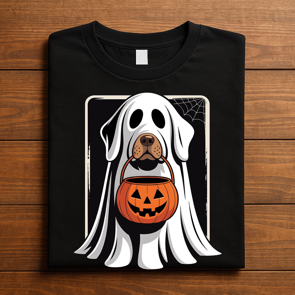 Funny Halloween Dog Ghost Costume Pumpkin Candy Bucket, Cute Dog Halloween Shirt Spooky Pet Tee