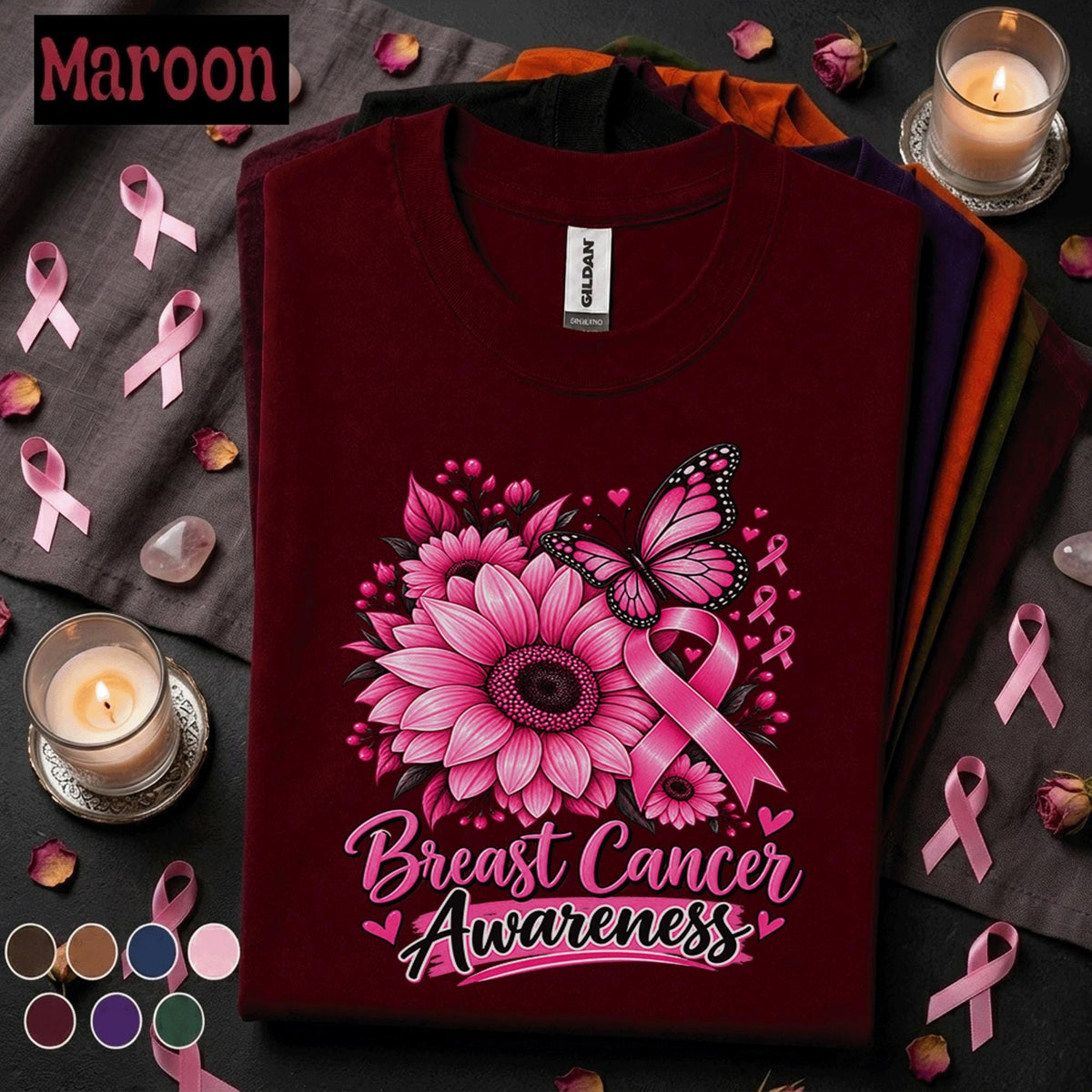 Breast Cancer Awareness Shirt, Pink Ribbon Butterfly Tee, Floral Cancer Support Shirt, October Awareness Gift for Survivor Women Mom