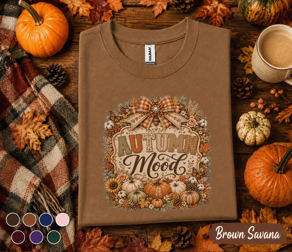Autumn Mood Shirt Cozy Fall Pumpkin Tee Rustic Thanksgiving Shirt Cute Autumn Aesthetic Sweatshirt Harvest Season Gift for Women