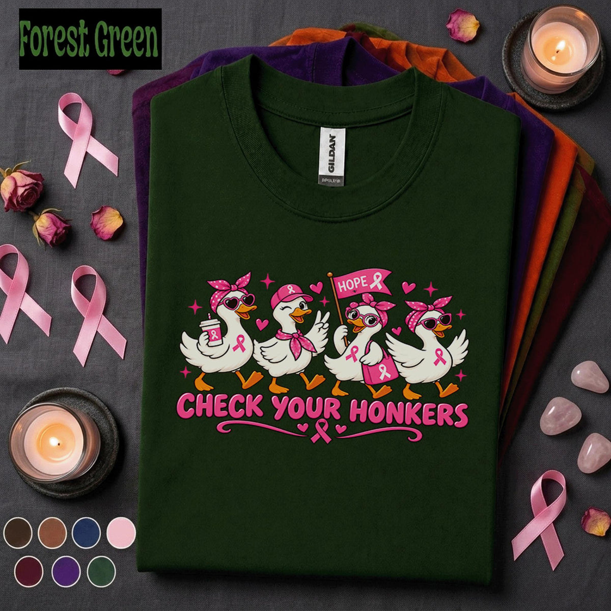 Breast Cancer Awareness Shirt, Check Your Honkers Goose Tee, Funny Pink Ribbon Shirt, October Awareness Gift for Women Duck Lover Gift