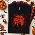 Gothic Halloween Shirt couple, Haunted House Black Cat Tee