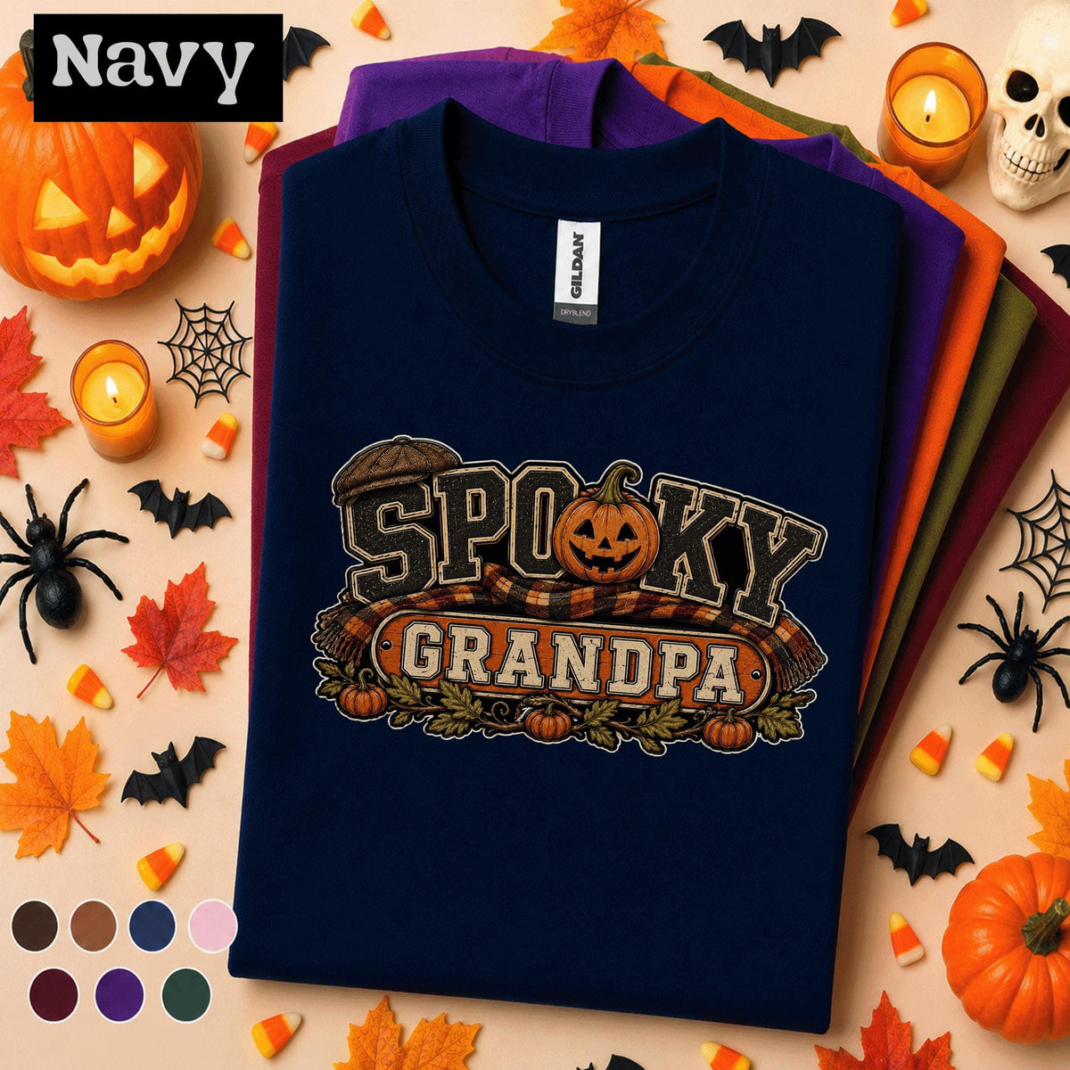 Spooky Grandpa Halloween Shirt, Funny Pumpkin Grandpa Tee, Retro Halloween Grandfather Gift, Fall Family Shirt, Spooky Season Grandpa Tee