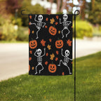 Skeleton Flag Garden, Pumpkin Halloween Decor, Ghoulish Garden Banner, Halloween Garden Flagr, Whimsical Outdoor Decor, Spooky Home Accent