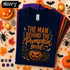 Man Behind The Pumpkin Seed Halloween Shirt, Funny Dad Halloween Tee, Pumpkin Carving Shirt, Spooky Dad Joke Fall Gift for Men