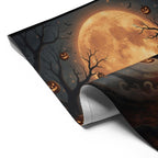 Witch Halloween Garden Flag with Pumpkin Lantern and Blood Moon, Spooky Welcome Yard Decor, Gothic Fall Outdoor Sign for Haunted House Vibes