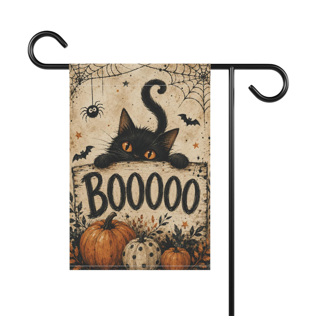 Black Cat Halloween Garden Flag, Boo Pumpkin Yard Decor, Spooky Spider Web Flag, Vintage Farmhouse Halloween Outdoor Porch Decoration