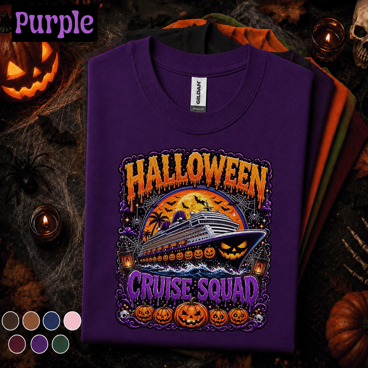 Halloween Cruise Squad Shirt, Spooky Cruise Vacation Tee, Pumpkin Ship Halloween Shirt, Matching Family Group Cruise Trip Gift Tee