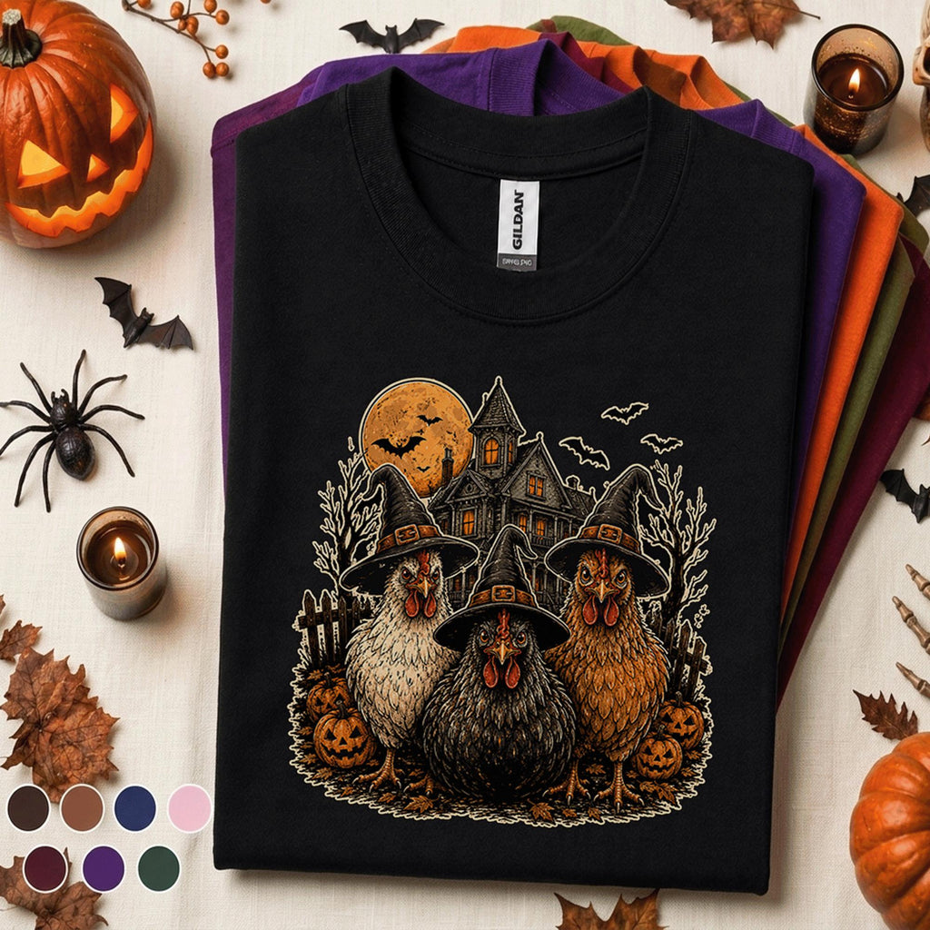 Halloween Chicken Shirt, Witch Chicken Tee