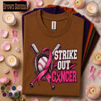 Breast Cancer Awareness Shirt, Strike Out Cancer Baseball Tee, Pink Ribbon Support Shirt, Cancer Fighter Gift, Baseball Mom Warrior Tee