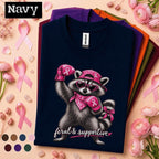 Breast Cancer Awareness Shirt, Feral and Supportive Raccoon Tee, Pink Ribbon Boxing Shirt, Funny Pink Out October Gift for Women