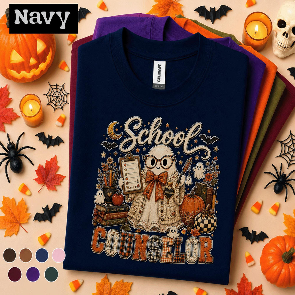 School Counselor Halloween Shirt, Cute Ghost Counselor Tee, Spooky Fall School Counseling Shirt, Pumpkin Counselor Gift for Women