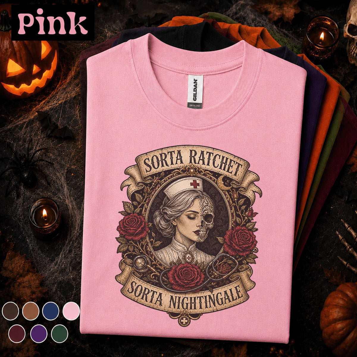 Sorta Ratchet Sorta Nightingale Nurse Halloween Shirt, Gothic Nurse Tee, Spooky Skeleton RN Gift, Vintage Medical Halloween T Shirt