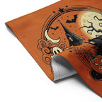 Vintage Halloween Garden Flag | Orange Black Cat Witch Yard Decor | Spooky Pumpkin BOO Banner, Halloween Decoration, Ghost Garden Flag