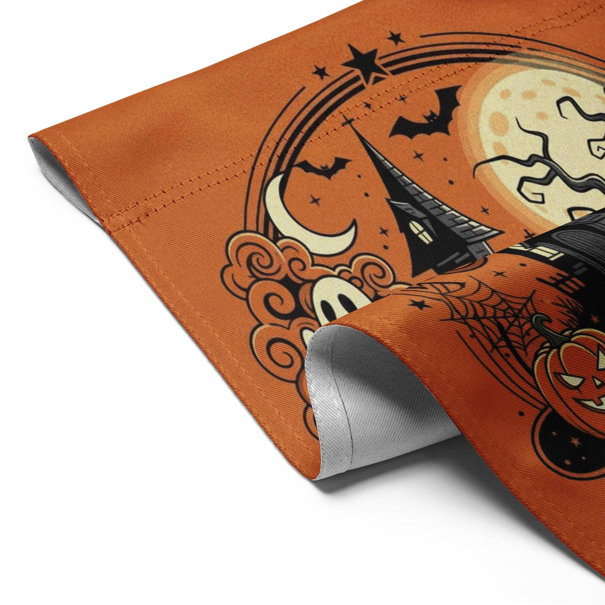 Vintage Halloween Garden Flag | Orange Black Cat Witch Yard Decor | Spooky Pumpkin BOO Banner, Halloween Decoration, Ghost Garden Flag