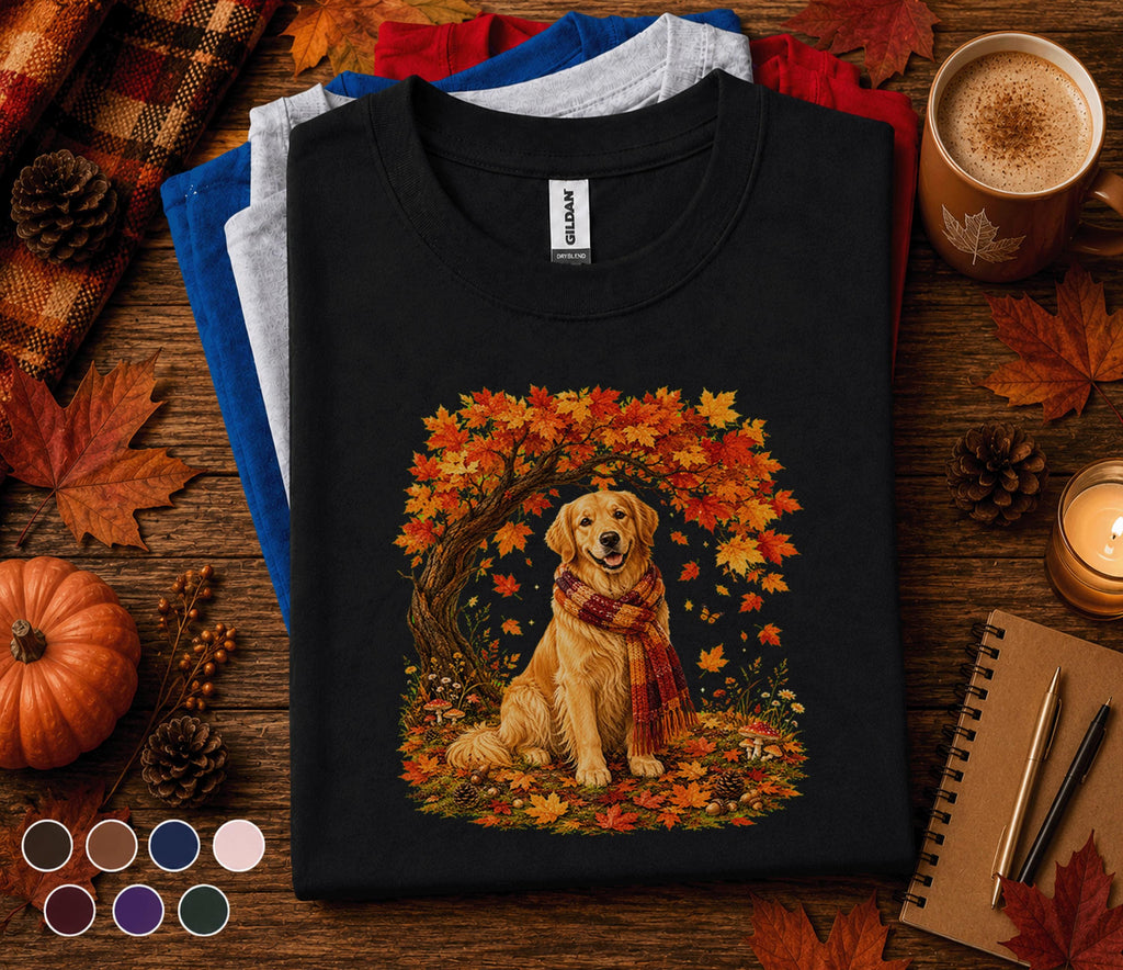 Golden Retriever Fall Shirt, Cozy Autumn Dog Tee