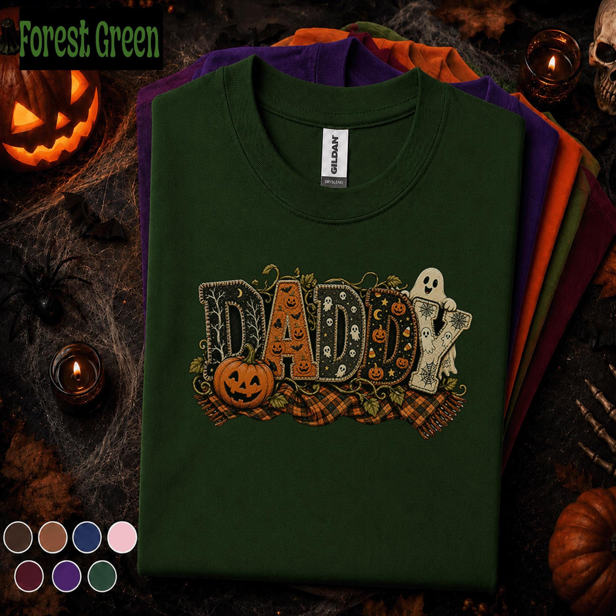 Daddy Halloween Shirt, Spooky Dad Pumpkin Tee, Cute Ghost Father Shirt, Vintage Halloween Dad Gift, Fall Jack O Lantern Family Top
