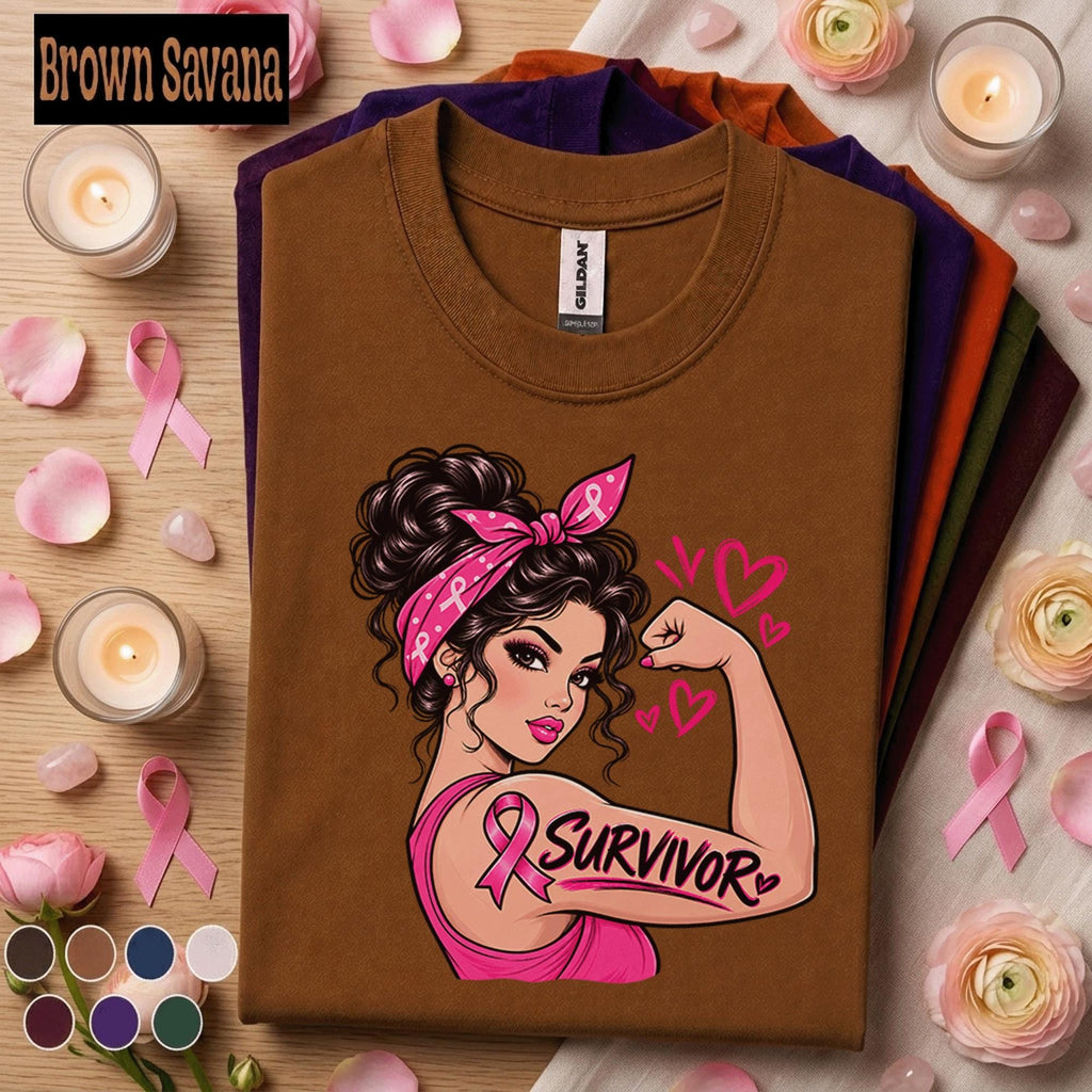 Breast Cancer Survivor Shirt, Strong Woman Pink Ribbon Tee, Breast Cancer Awareness Month Shirt, Warrior Fighter Gift for Women